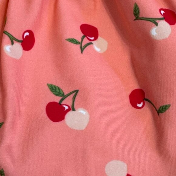 Janie and Jack Baby Girl Cherry Print One Piece Swimsuit Orange Size 6-12M - Picture 6 of 8